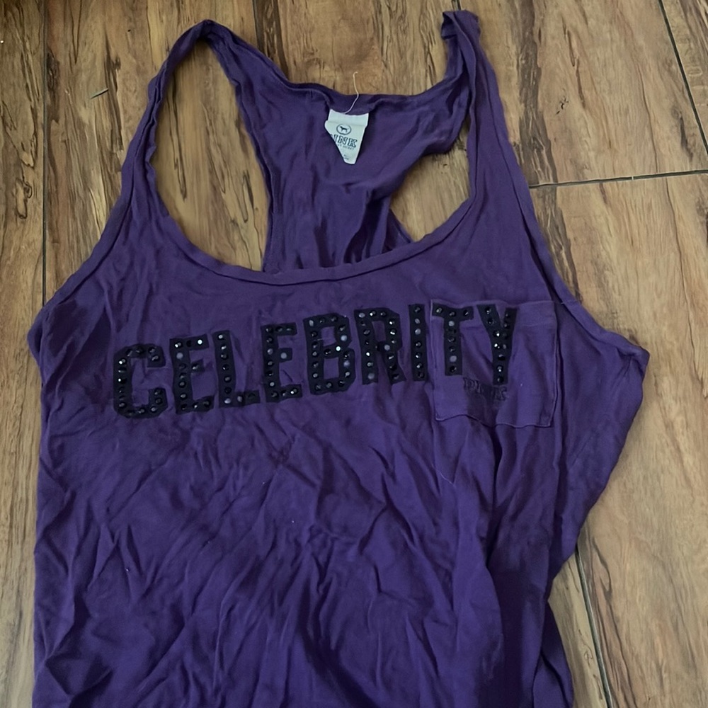 Pink celebrity y2k rhinestone tank